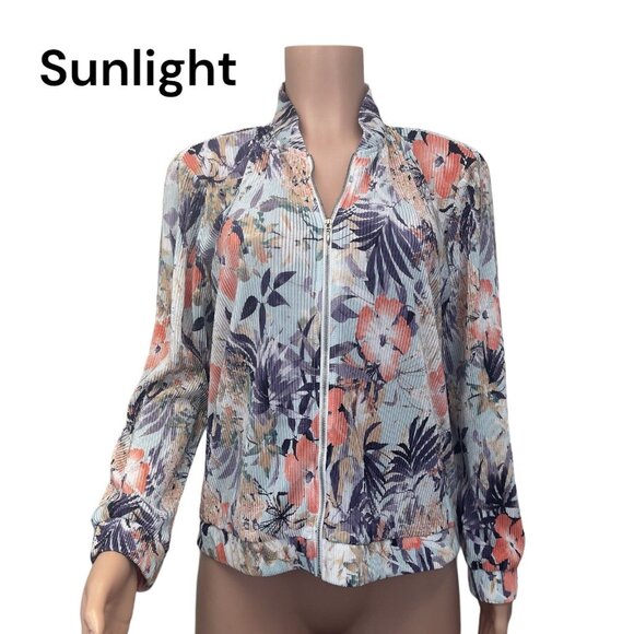 SOHO APPAREL LTD. Women Floral Multicolored Casual Bomber Jacket SZ M -Stretch - Picture 1 of 16